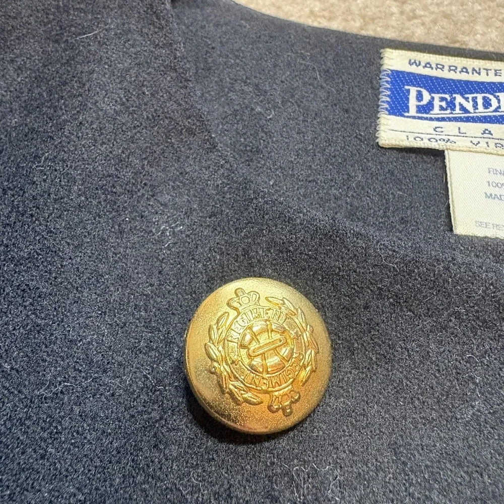 Vtg Pendleton Blazer Jacket Womens 14 Black Wool Nautical Gold Button USA 80s - Picture 5 of 9